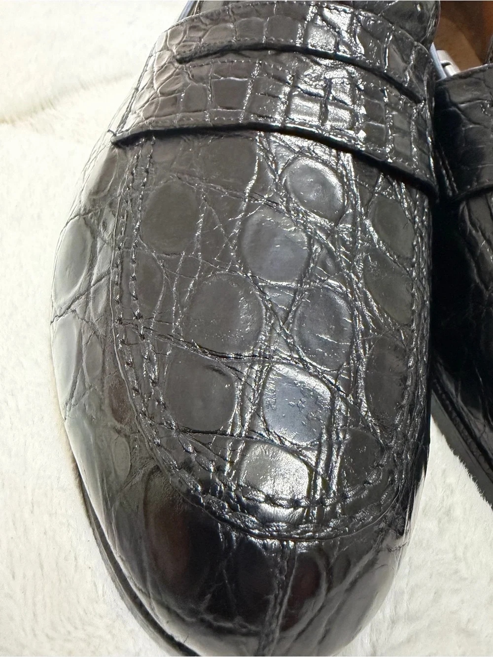 $2000 Ferragamo Genuine Crocodile Alligator Exotic Skin Penny Loafers 12EE 13